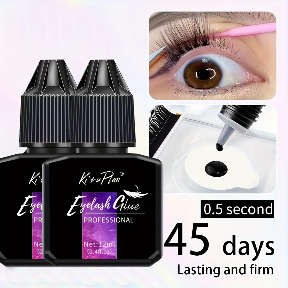 TEMU 5ml/12ml Low-allergy Eyelash Glue Suitable For Beginners & Diy - Instant Strong Adhesive -dry Formula, 6-7 Weeks For Lash Extensions, Suitable For Home Use & Cluster Lash Application