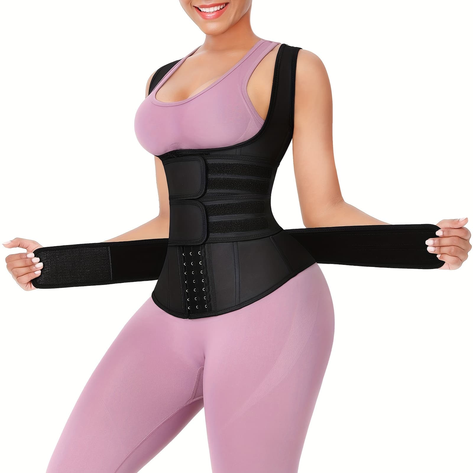 TEMU Latex Waist Trainer For Women Tummy Control Lift Breast Shaper 3 Belts Hooks
