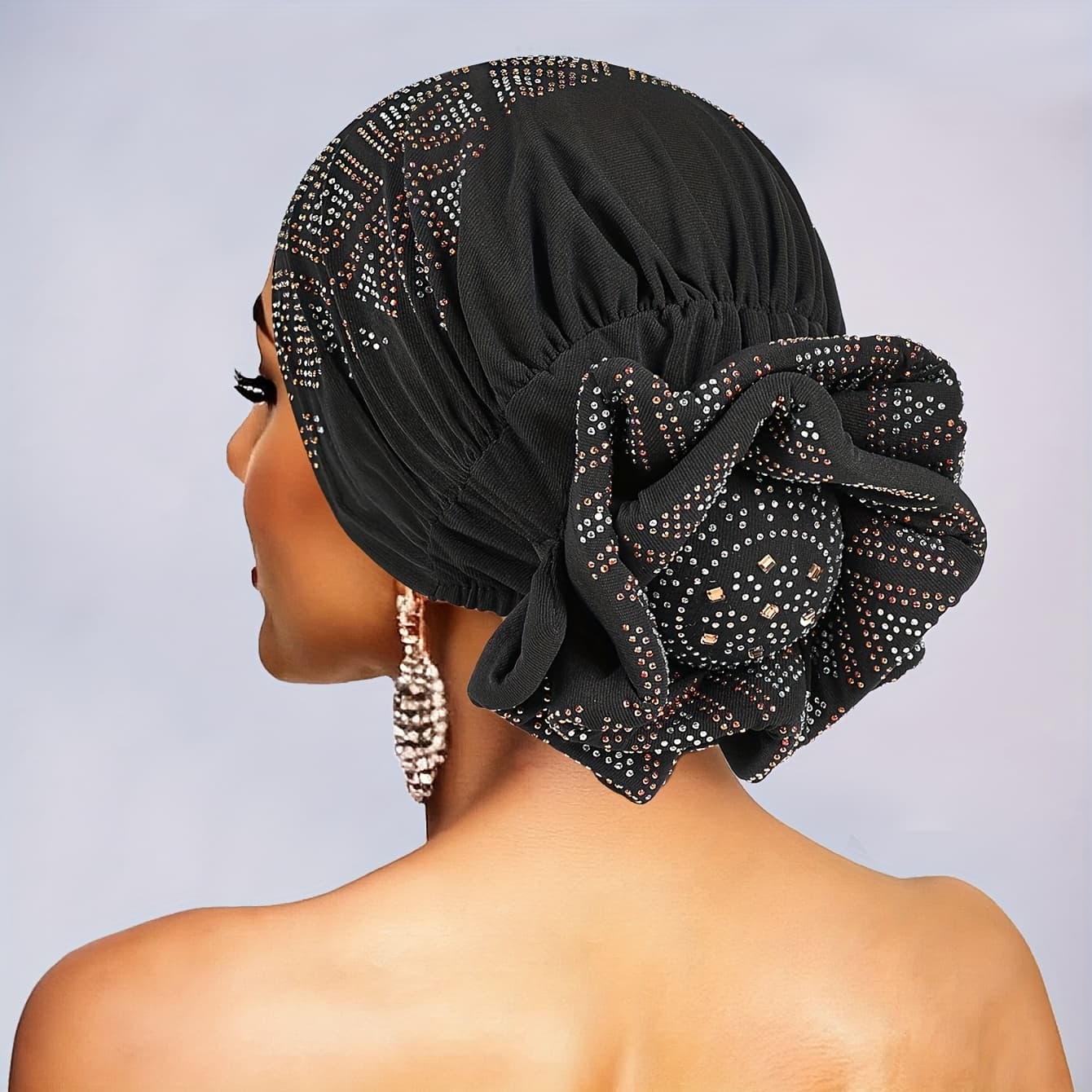 TEMU Awegeo Women's Handmade Embellished Breathable Headband Hat - Elegant , 100% Polyester, Adjustable Closure For Dance Parties & Holidays, Machine Washable
