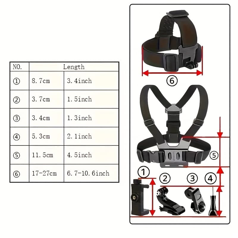 TEMU 6pcs Action Camera Accessory Kit - Versatile Set, Adjustable Phone Clip Mount For , & More