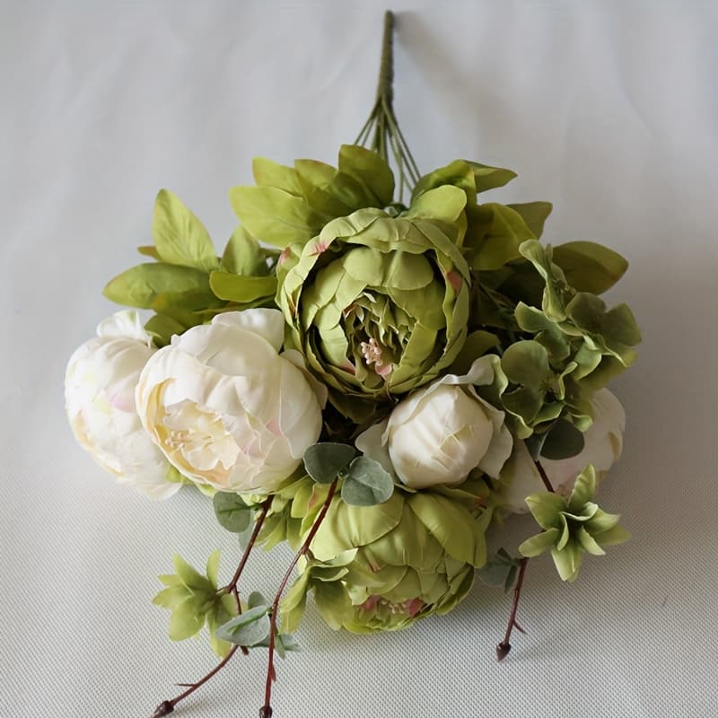 TEMU Vintage Faux Peonies And For Decor - Beautiful Floral Centerpiece (rustic, Beige, )