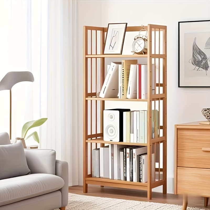 TEMU Office Bookshelf & Storage Rack [bamboo Book Shelf] Multi-tier Adjustable Bamboo Book Shelf For Bathroom, Office, Living Room,