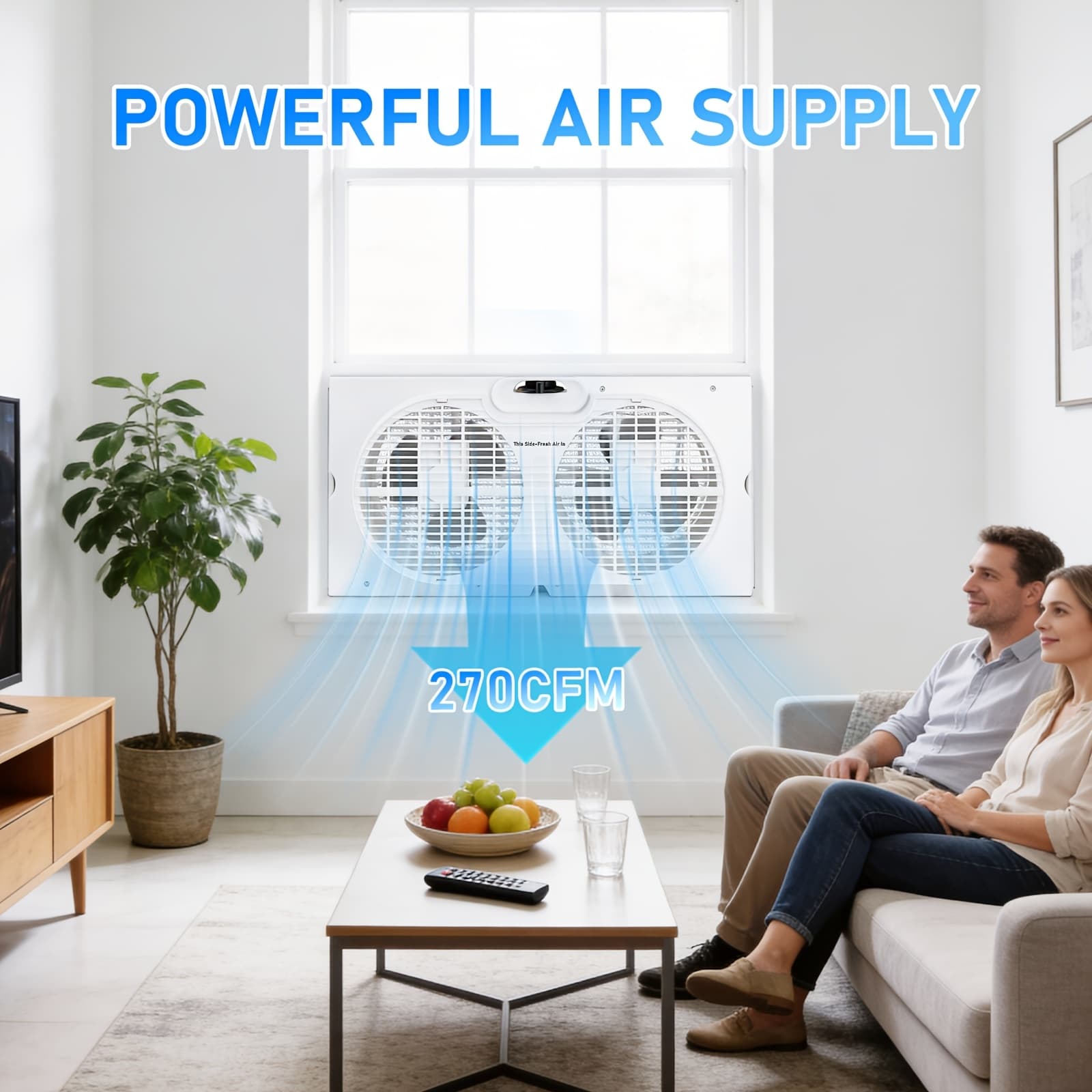 TEMU Fan 9 Inch With 2 Speed Settings, 270cfm Twin Fan With Mechanical Dial Control And Removable Legs For Home And Kitchen
