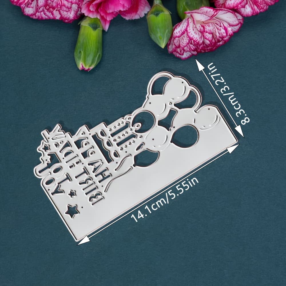 TEMU 1pc Happy Birthday Metal Die Cut, Diy Scrapbooking Embossing Stencil, Handmade Greeting Card Making Metal Cutting Dies, Gift Card Making Tools