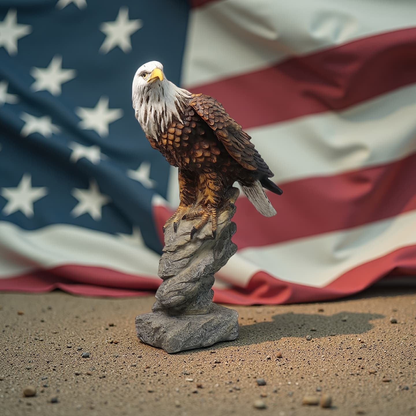 TEMU Bald Eagle Resin Statue - Detailed Feathered Sculpture With Perch, Outdoor Garden, Patio, And Indoor Home Decor, Indoor Sculpture | Realistic Animal Statue | Detailed , Statues For Home Decor