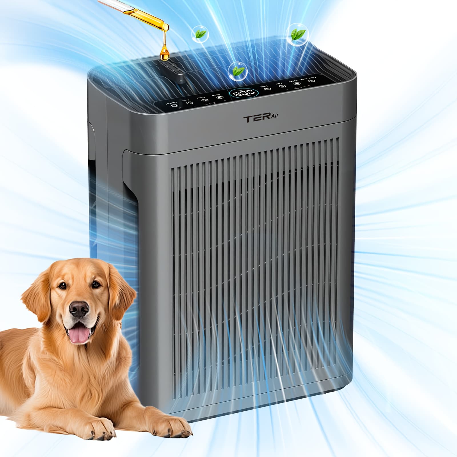TEMU Home For Large Rooms, , Air Quality Display, 22db Quiet , , Coverage Up To 1295 Sq. Ft. With 2x Purification & 360° Airflow
