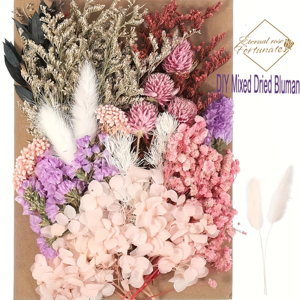 TEMU 2 Bags Of Natural Dried Flowers, Real Embossed Mixed Dried Flowers, Resin, Epoxy, Candles, Jewelry, Nail Art Crafts