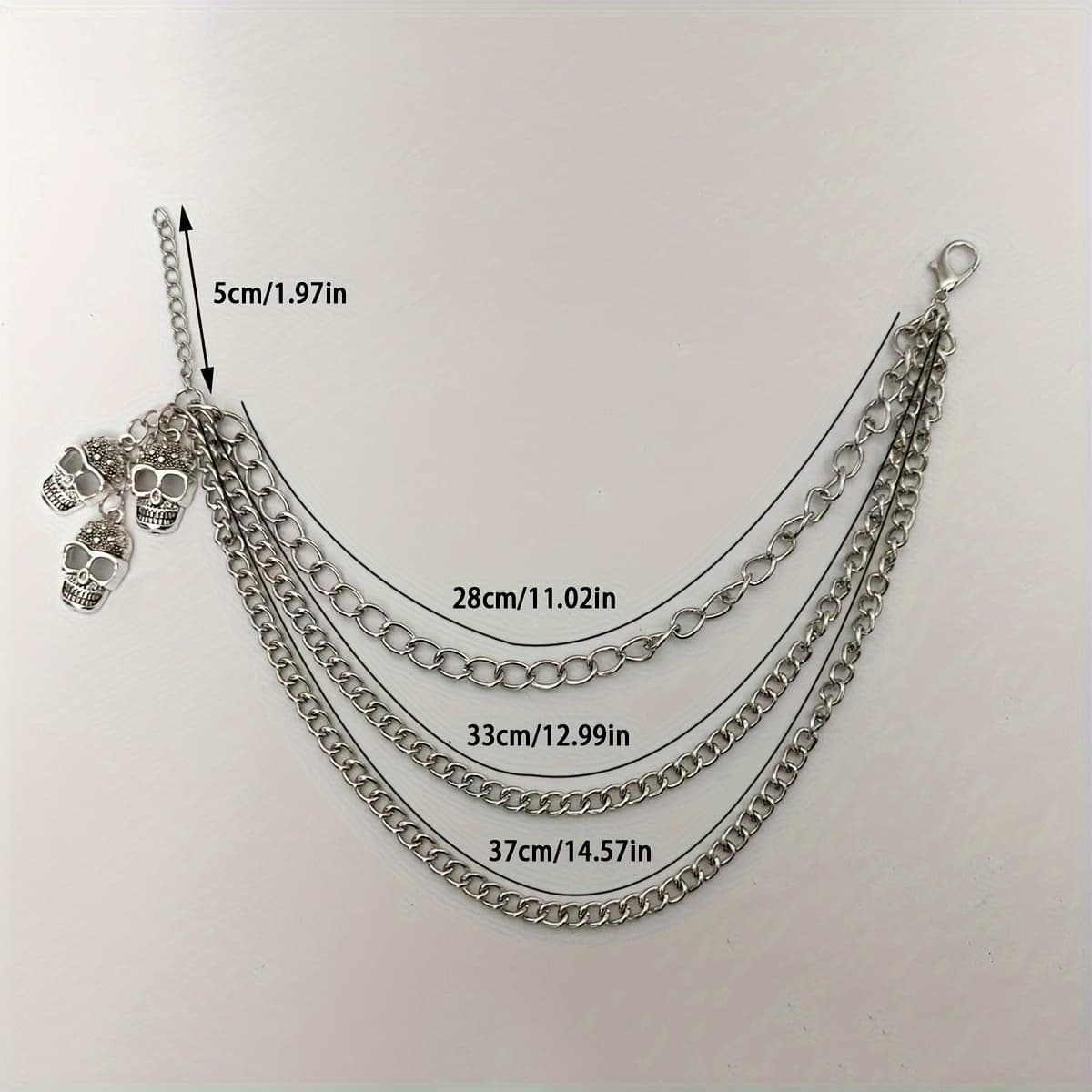 TEMU Skull Pendant Shoe Chain - Iron Alloy, Diy Boot Accessory, Single Piece