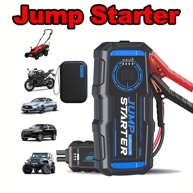 TEMU Jump Starter With Air Compressor | 2500a 150psi, Car Charger, Usb Type-c, Led Emergency Lighting, Rechargeable Lithium Polymer Battery, Digital Display, Portable, , Applicable, 12v