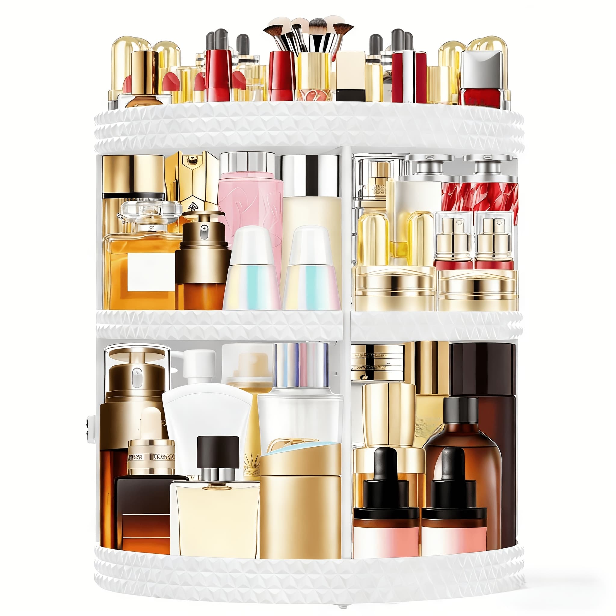 TEMU 360 Degree Rotating Makeup Stand, Large Capacity Makeup Product Storage Box, 7 Adjustable Layers, Perfume Organizer, Bathroom And Bedroom Dressing Table
