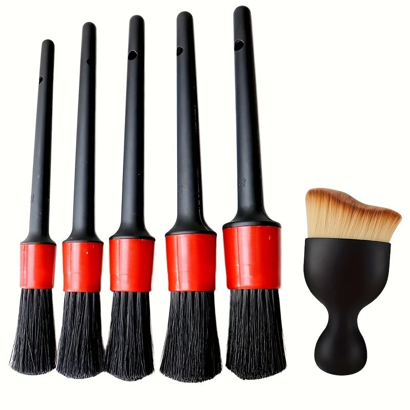 TEMU Set Of 6, Brushes For Car Detailing, Interior Cleaning, Dust Removal, Crevice Cleaning, And Multipurpose Use For Dashboard, Air Vents, Leather, Keyboards, And Other Cleaning Tasks.