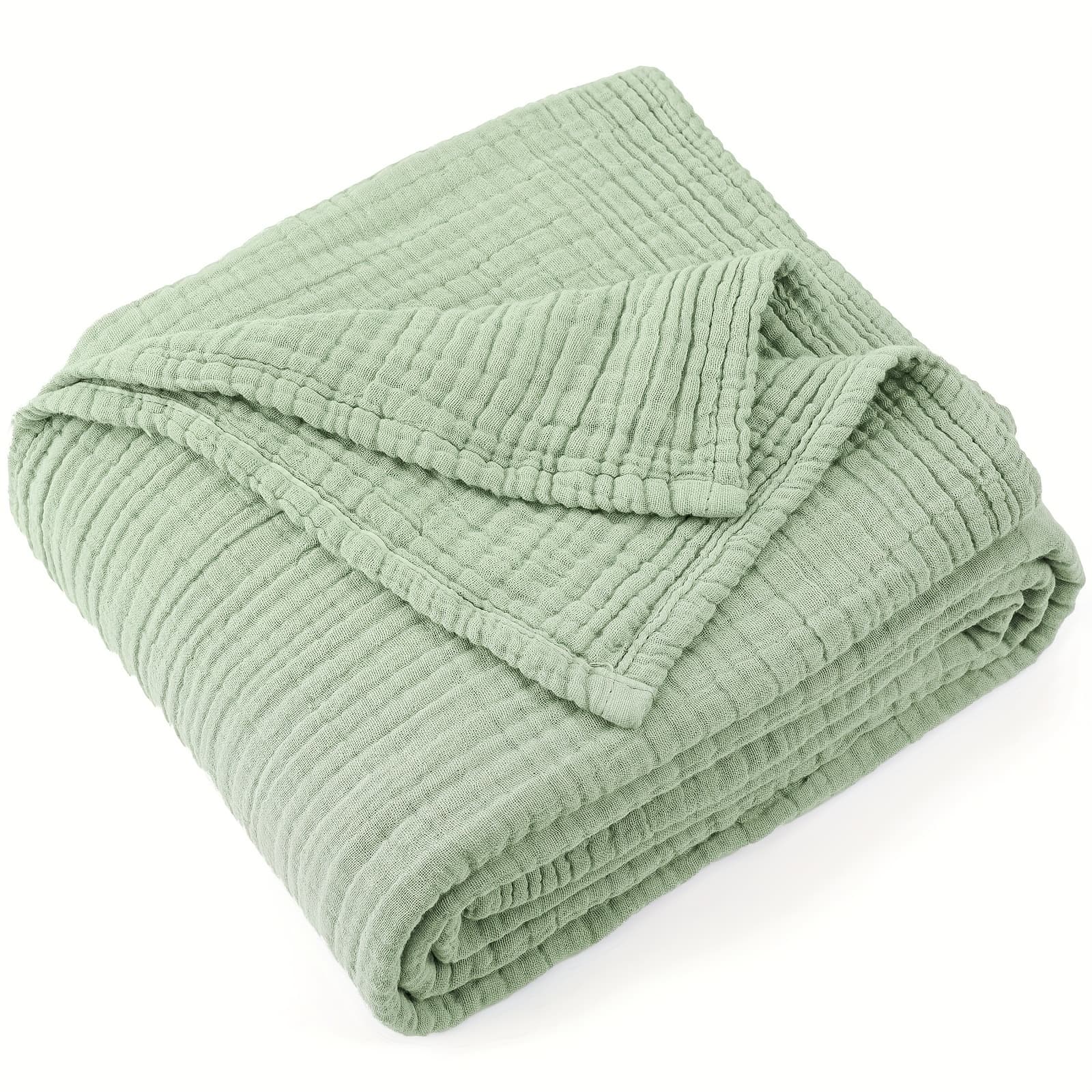 TEMU 100% Cotton Muslin Blanket 6 Layers | Breathable & Lightweight, Soft Gauze, , Multipurpose, Perfect For Couch And Bed, Ideal Valentine's Day And Holiday Gift, Machine Washable, Mixed Colors