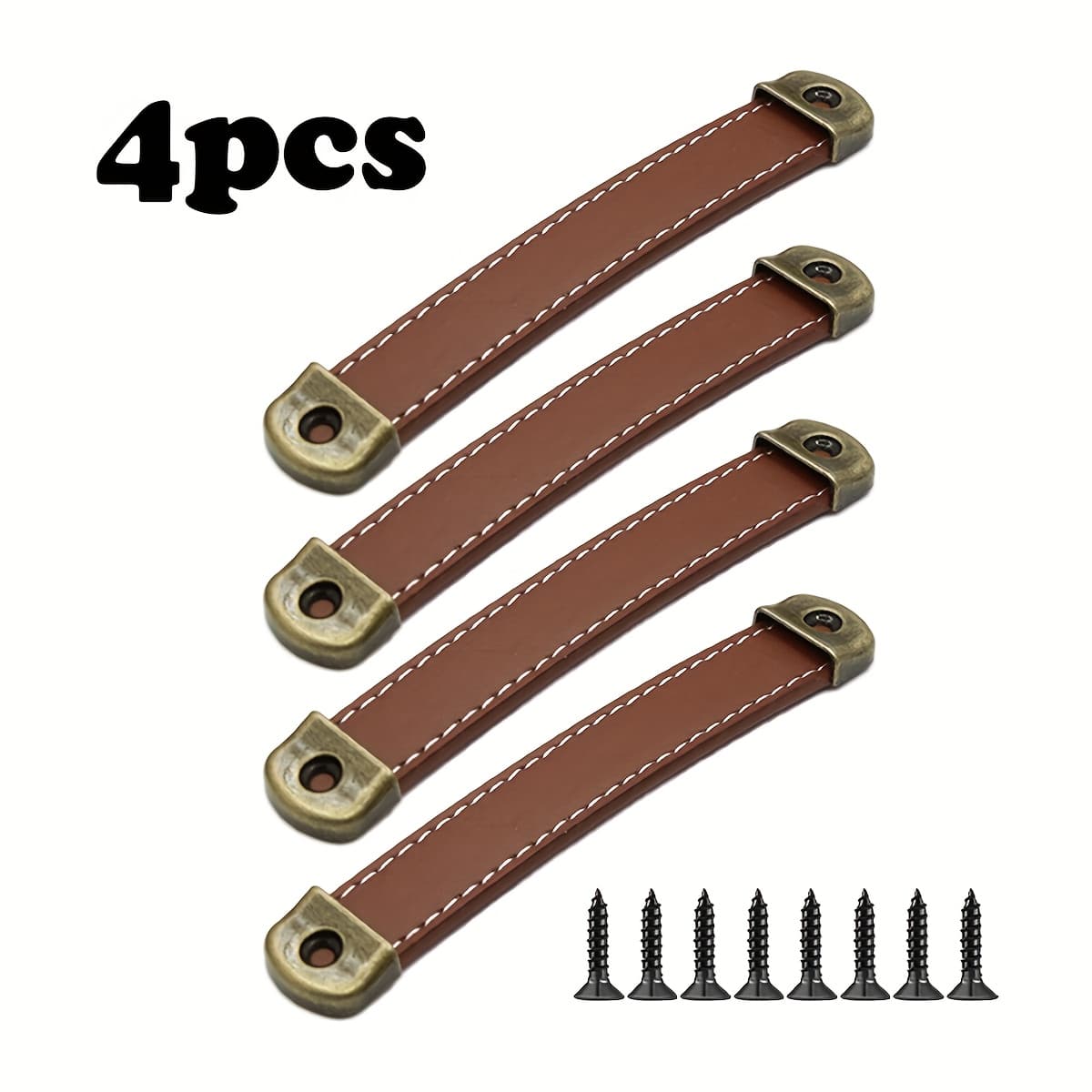TEMU 4pcs Vintage Cabinet Door Drawer Handles - Heavy Duty Artificial Leather Pulls With Antique , For Kitchen Cabinets Dressers, & Traditional Furniture Hardware