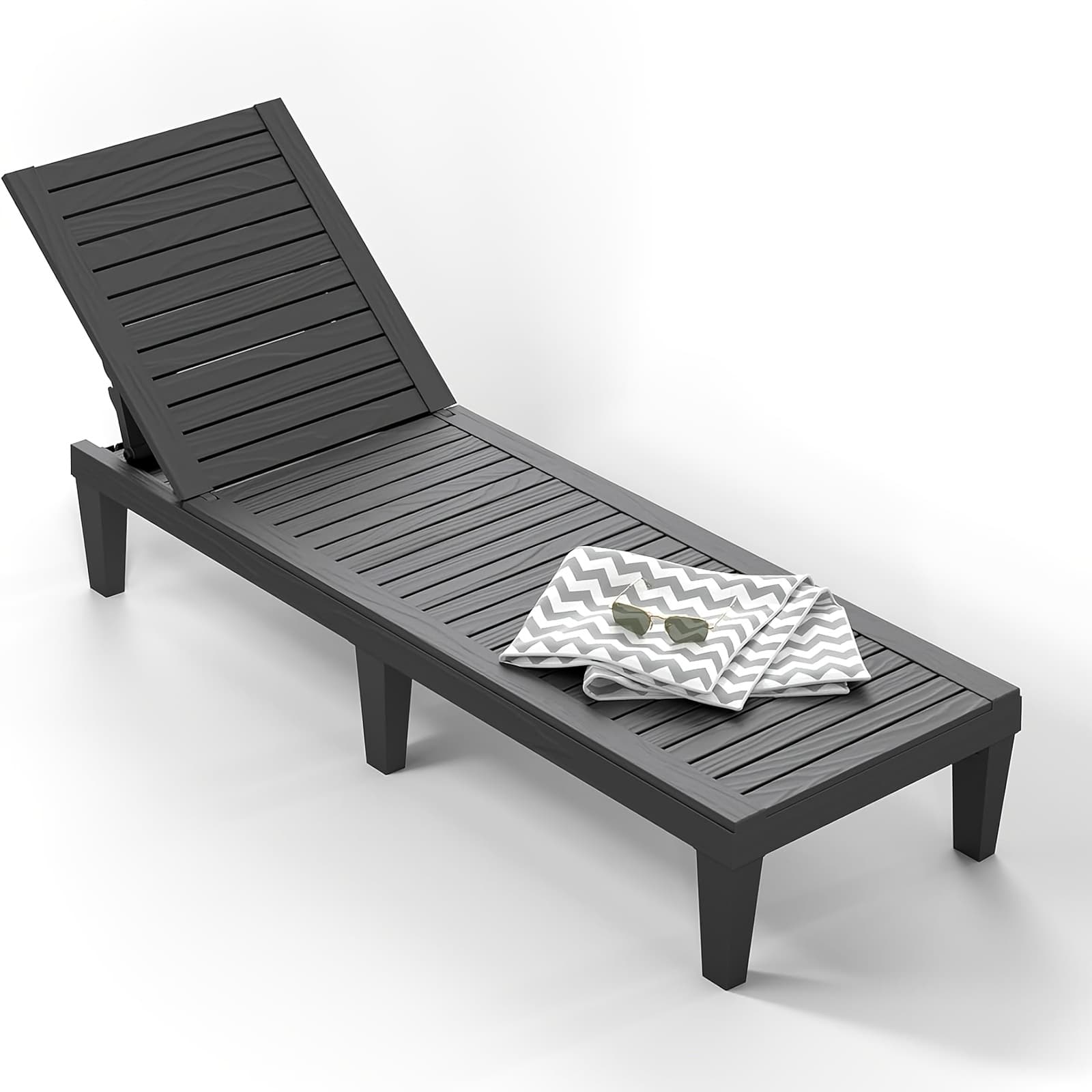 TEMU Outdoor Lounge Chair With Foldable And Stackable Design And Ergonomic Armrests, Suitable For Outdoor Leisure Chairs Such As Poolside, Backyard, Balcony, Etc. A Gift And Durable Garden Furniture.