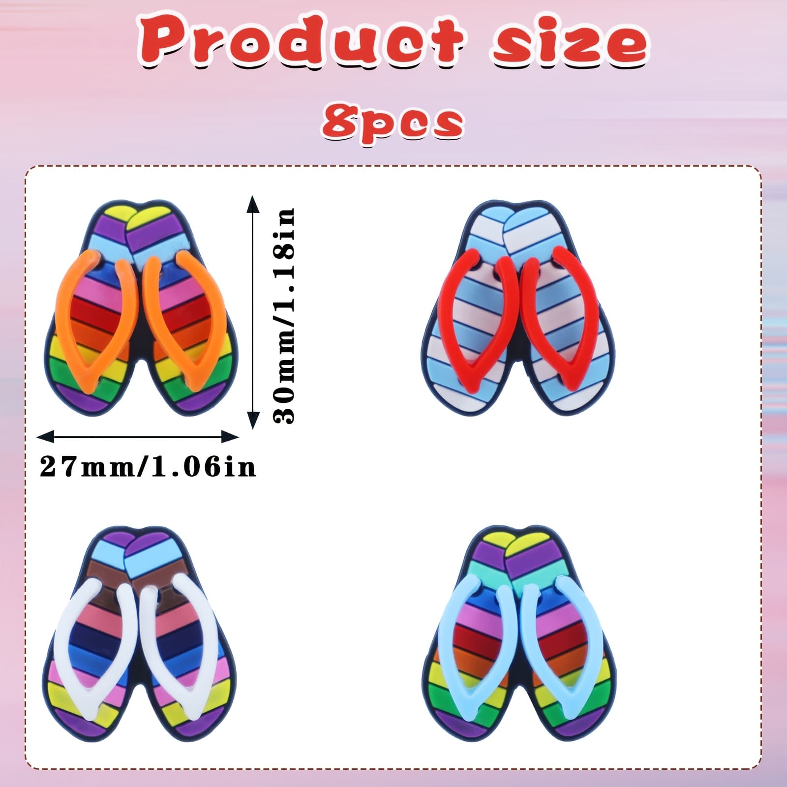 TEMU 8pcs Silicone Slipper Beads For Pens, Featuring 4 Different Styles For Lanyard Crafting Additions