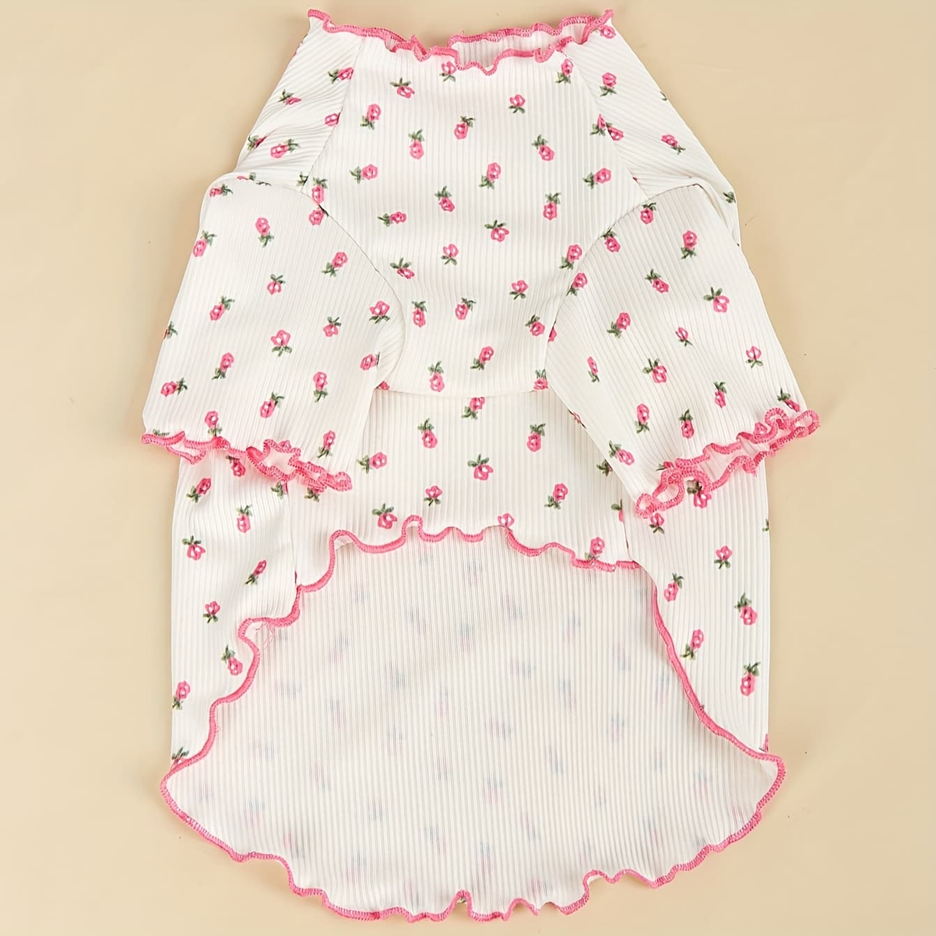 TEMU Pink Floral Print Heavyweight Pet Sweatshirt, Spring/summer And Dog Clothing