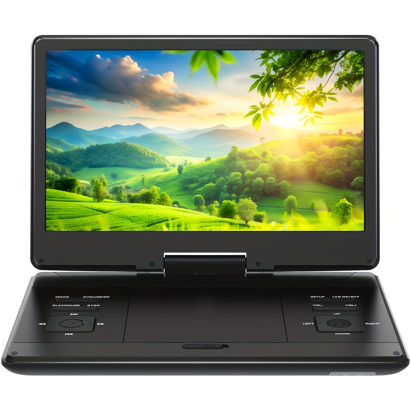 TEMU 16 Portable Dvd Player, 5 Hours Rechargeable Battery, Support Usb/sd Card/ And Multiple Disc Formats, High Volume Speaker, Car Charger, Ac Power Adapter, Remote Control, Black