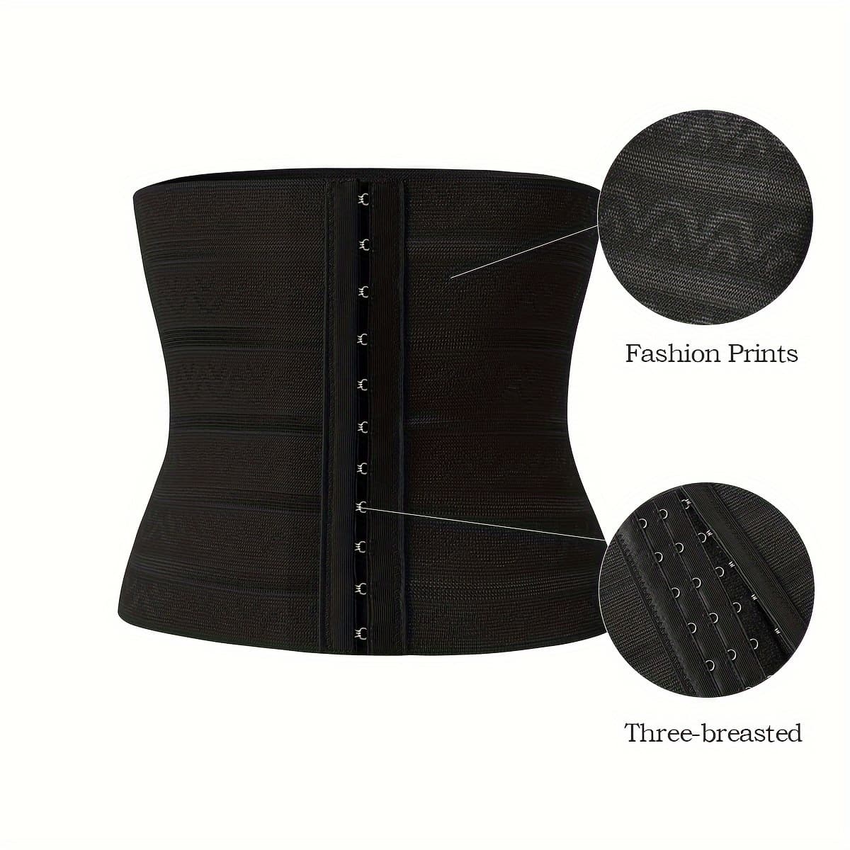 TEMU Jacquard Three-breasted Belly Band! Shaping Waist Waist Seal, Women's Body Shaper Seamless Black Breathable