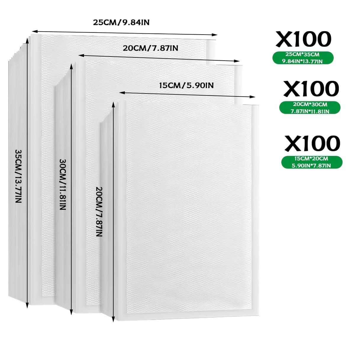 TEMU 300pcs Reusable Heavy-duty Vacuum Sealed Bags | Hot/cold Durable, Suitable For Meat And Vegetables, Extends , Transparent Storage, Plastic Material, Kitchen Preservation Storage Accessories