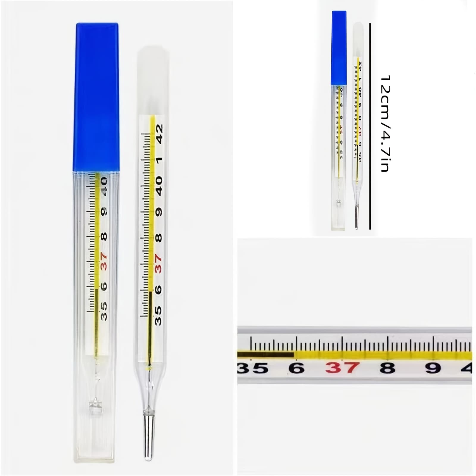 TEMU 4pcs Digital Indoor Thermometer | Large Display Glass Accurate Fast Reading, Single Use, Plastic Outer Material