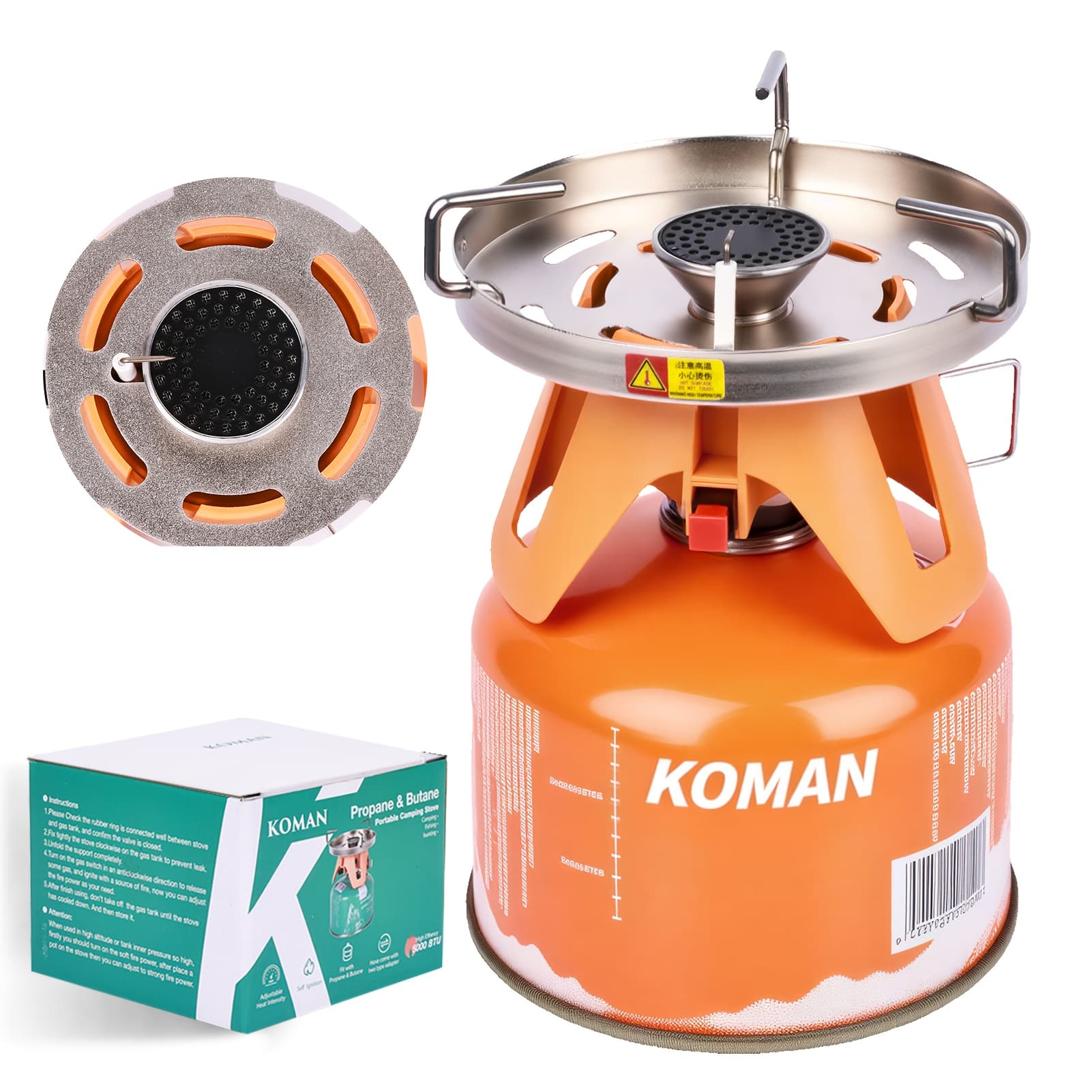 TEMU Portable Camping Stove Backpacking Stove With Ignition, Camping Gas Stove Kit For Outdoor Cooking, Outdoor Windproof Camp Cooking, Camping Burner Propane Portable(fuel Not Included)