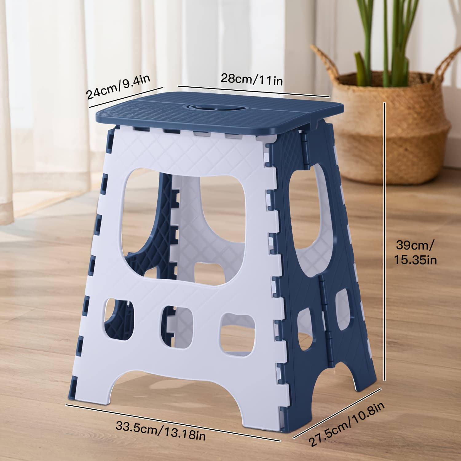 TEMU 15-inch Folding Step Stool, Lightweight And Portable, Supports Up To 330 Lbs (150kg), Features A Non-slip Design For Durability, Deployment, Ideal For Kitchens, Bathrooms, Bedrooms, And More.