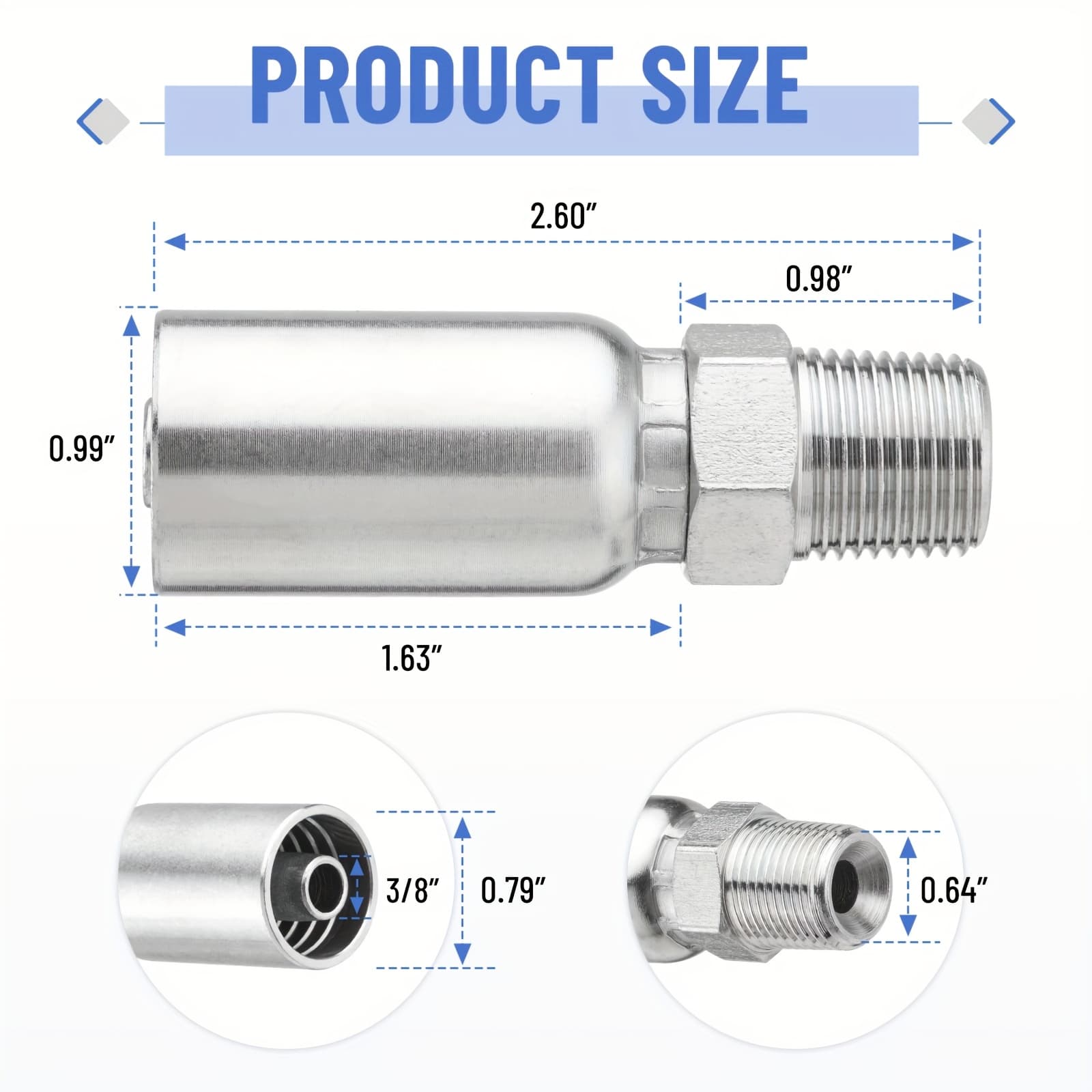 TEMU 12-pack Hydraulic Hose Fittings 1/2" I.d. Hose X 1/2" Nptf Male, Crimp Fittings With Protection Covers, Compatible With Hydraulic Applications