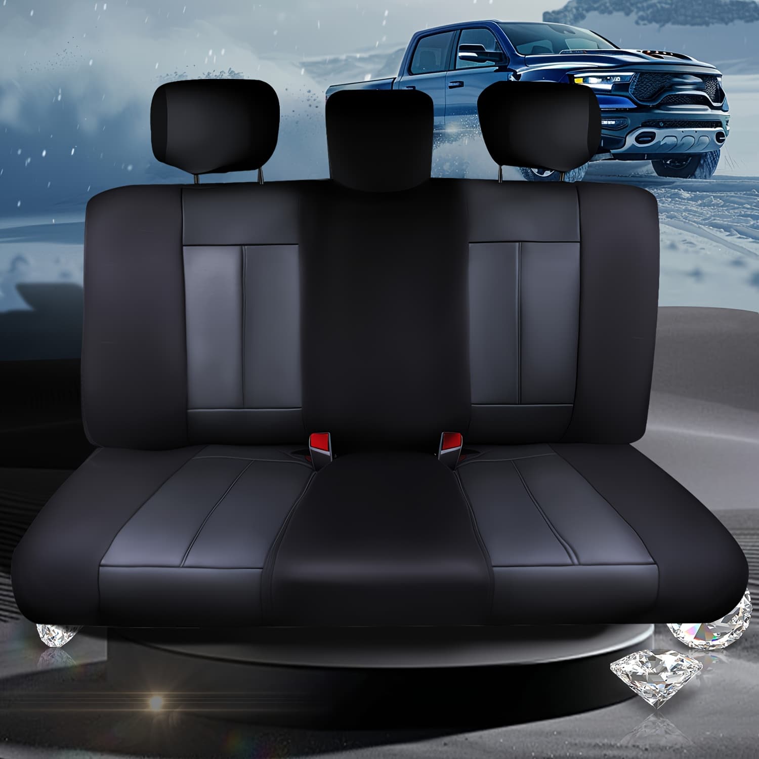 TEMU Christmas Edition Luxury Rear Bench Car Seat Cover, Waterproof Anti-slip Back Seat Protector, Split Bench 40/60 60/40 Compatible, Universal Fit For Cars, Suvs & Pickup Trucks