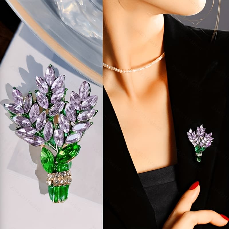 TEMU Fashionable New Synthetic Zirconia Purple Lavender Brooch For Daily Wear. Give Birthday Gifts To On Holidays