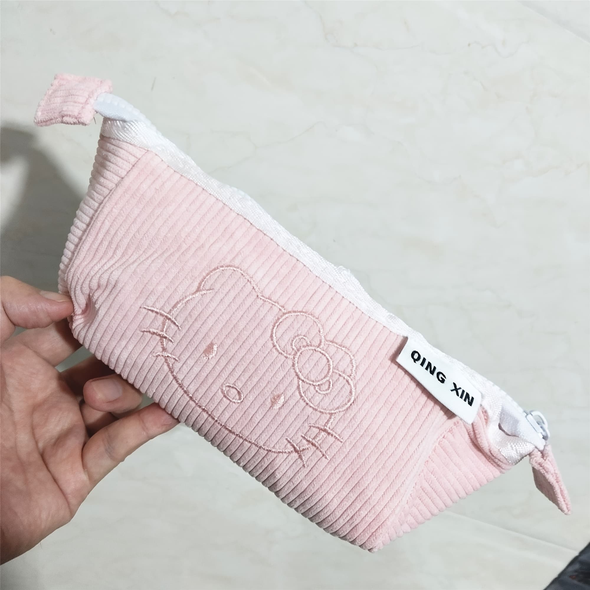 TEMU 1pc, New Women's Small Handbag, Corduroy Soft Material, Cute Cartoon Print Pattern, Zipper Closure Large Capacity , Very Suitable For Use As A Makeup Bag, Coin Purse, Id Case, Toiletry Bag