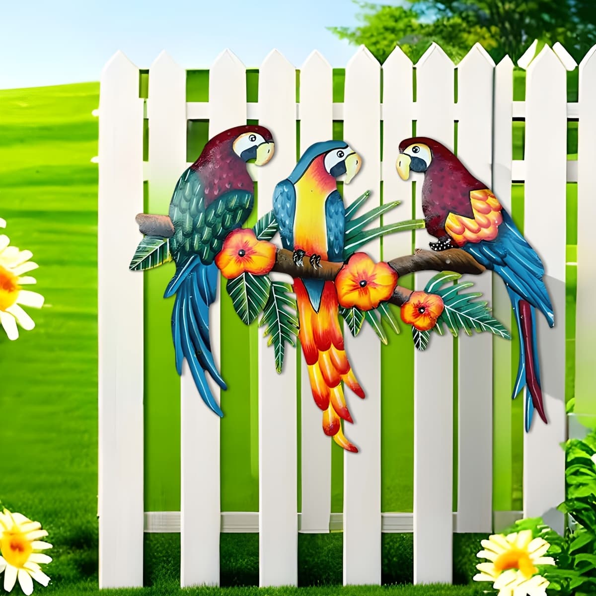 TEMU Vibrant Parrot & Metal Wall Art - 15. 74" Decorative Sign For Home, Office, And Outdoor Spaces - Perfect Gift For Farmhouse Style Lovers