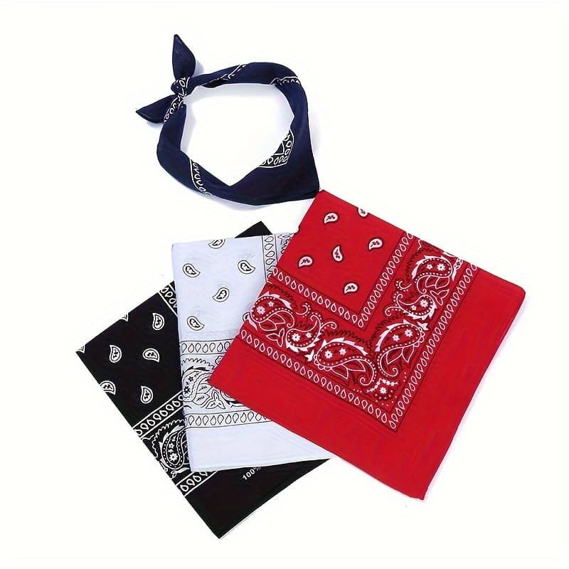 TEMU 4pcs Hip Hop Street Dance Bandana Unisex Square Outdoor Cycling Scarf Vintage Western Cowboy Bandana