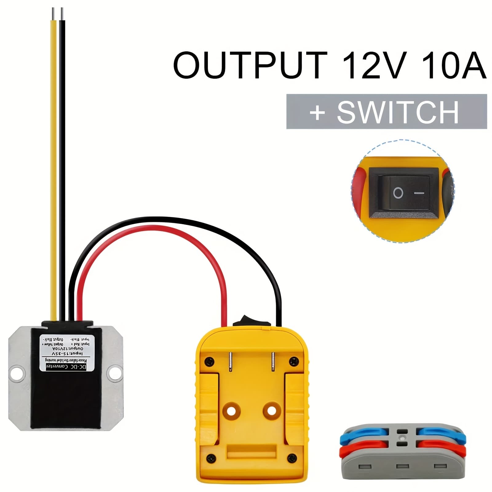 TEMU -yourself Battery Converter Suitable For 18v/20v Max Lithium Batteries, Featuring A - With A Wired Connection That Outputs 12v10a, Including A Switch