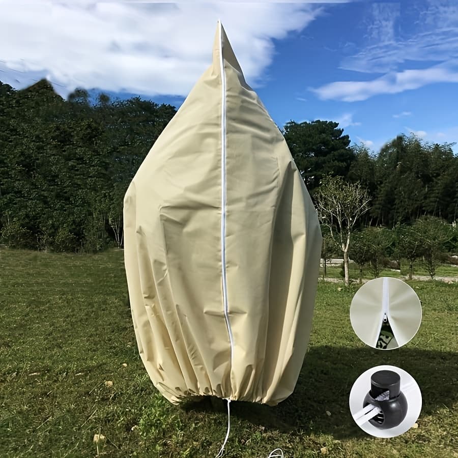 TEMU Thickened Plant Cover With Drawstring And Zipper - Large, Reusable Winter Care Bag For Trees, Shrubs And Potted Plants