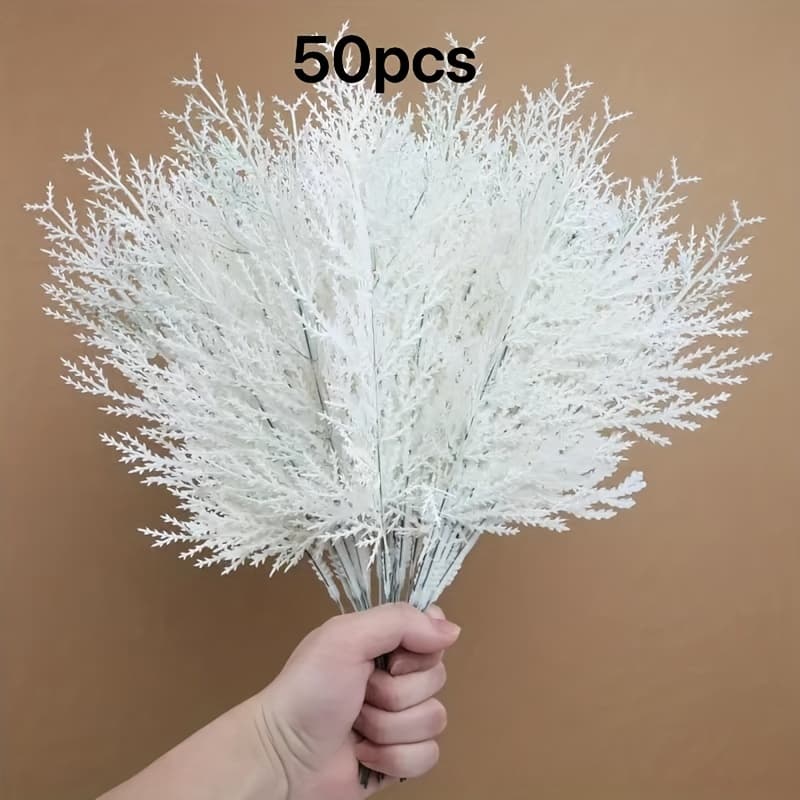 TEMU 50pcs Artificial Branches, Artificial Evergreen Pine Branches Christmas Eucalyptus Leaf And Stem Decoration Center Decoration, Suitable For Christmas, Parties, Home Decoration