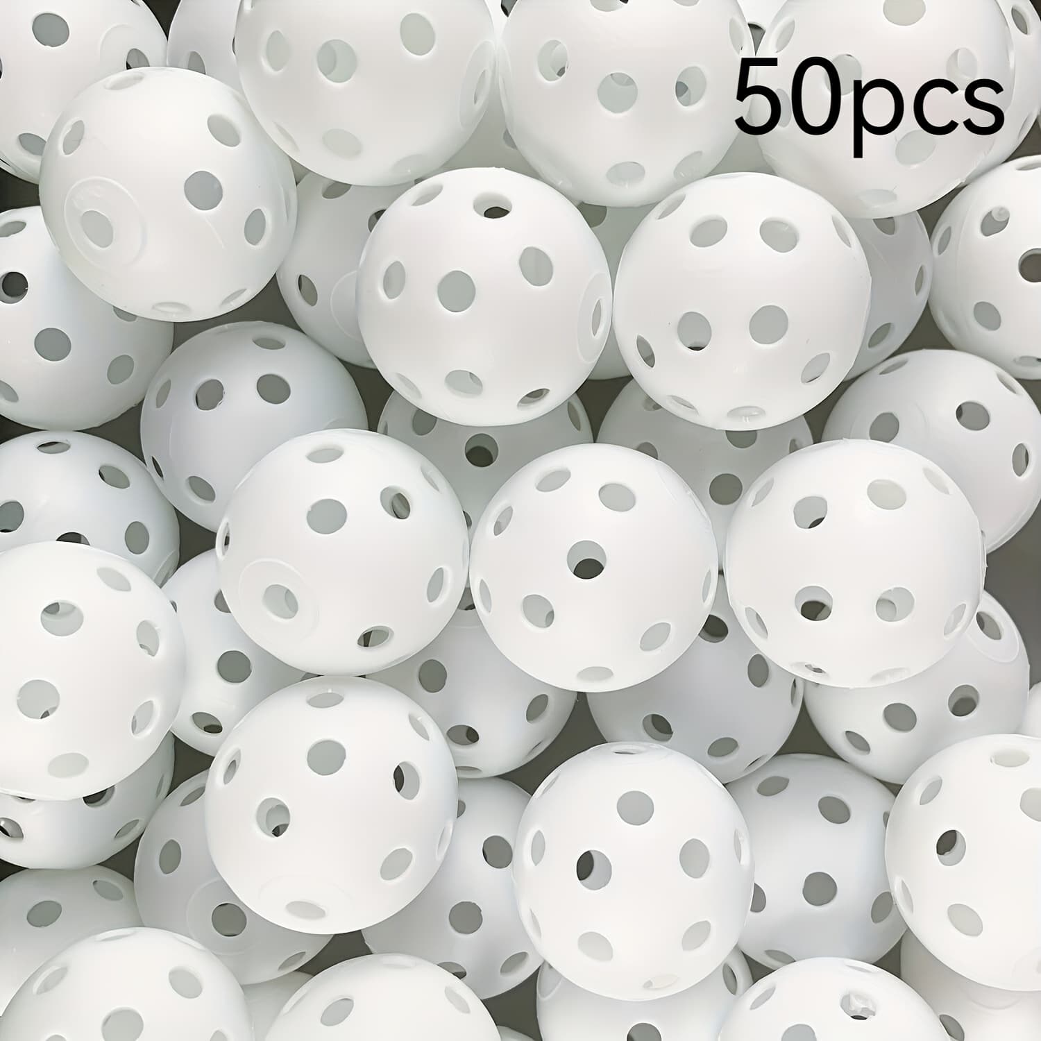 TEMU 50pcs White Plastic Golf Balls - High Visibility, Easy Clean For Indoor & Outdoor Practice