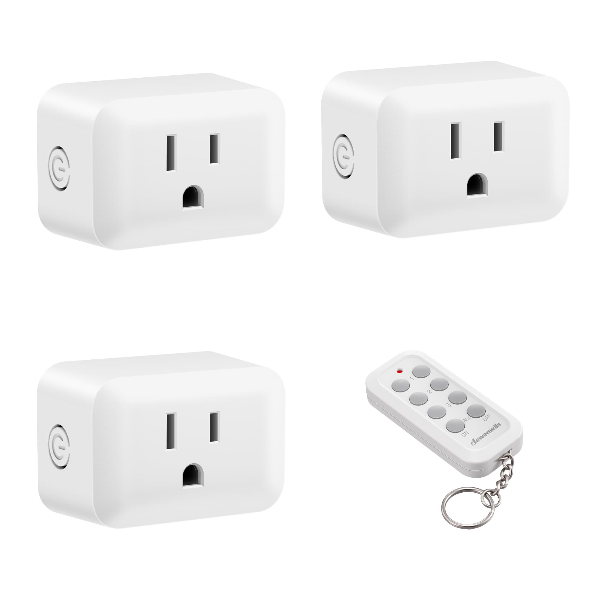 TEMU Dewenwils Wireless Remote Control Outlet Set, 1 Transmitter + 3 Receivers, 100ft Rf Range, Programmable And Expandable Electrical Outlet Switch For Lamps, Fans, And Appliances