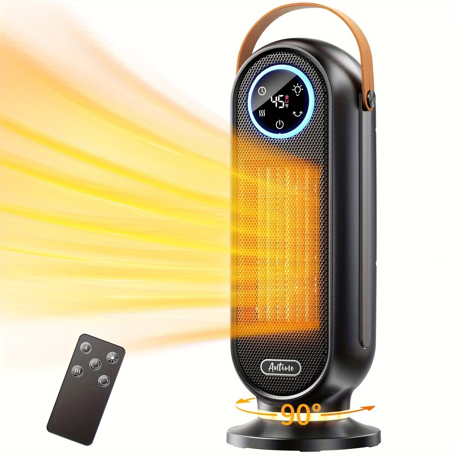 TEMU 1500w Space Heater With Remote Display Touch Button For Indoor Use, Electric Heater Portable Protection Small Space Heater, Perfect Heating Equipment For Christmas Party , For Room Home Office