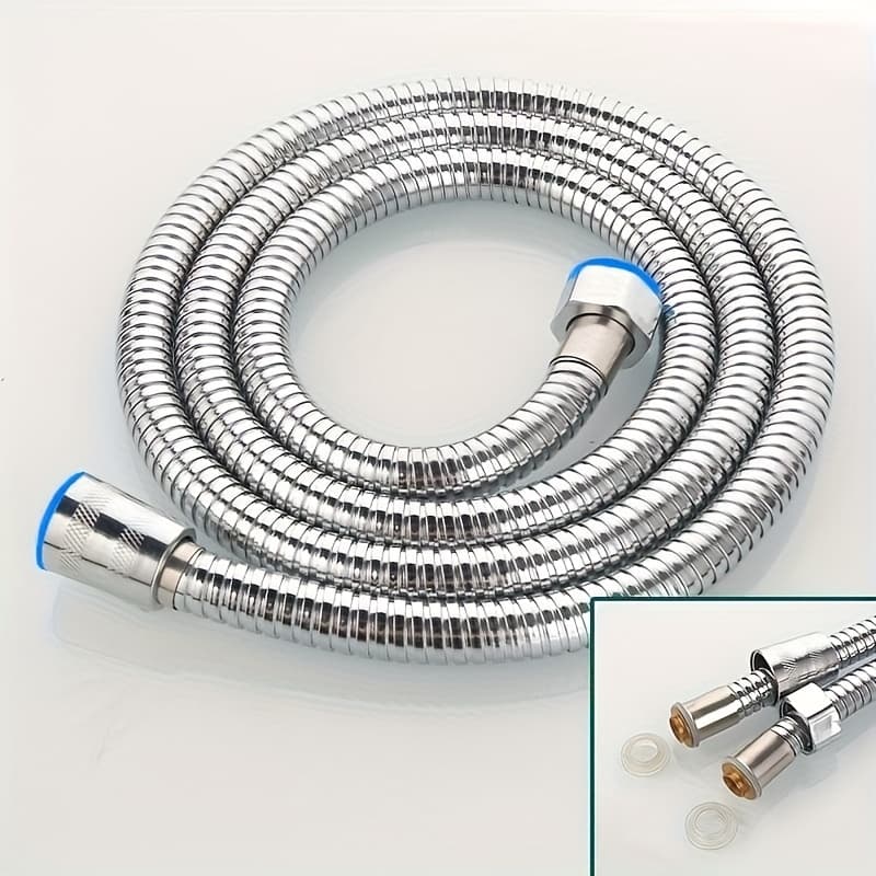 TEMU 2m/78.74in Stainless Steel Shower Hose, Extra Long Handheld Shower Head Hose, Universal 1/2in Thread Hose For Shower Use