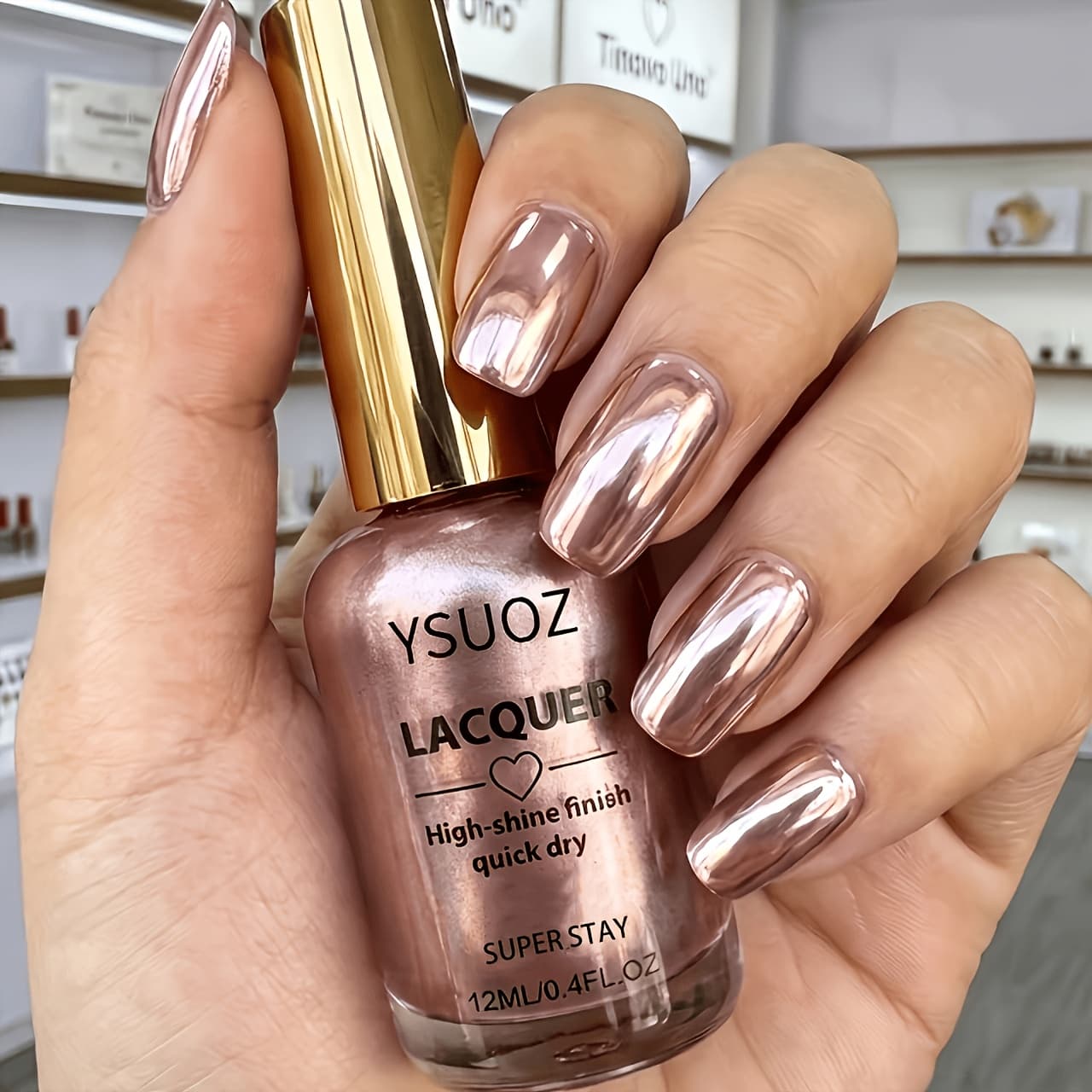 TEMU Rose Nail Polish| Quick-dry No Alcohol Formula, Mirror, Liquid For Parties, Weddings, Daily Wear- Professional& Diy Manicure/pedicure