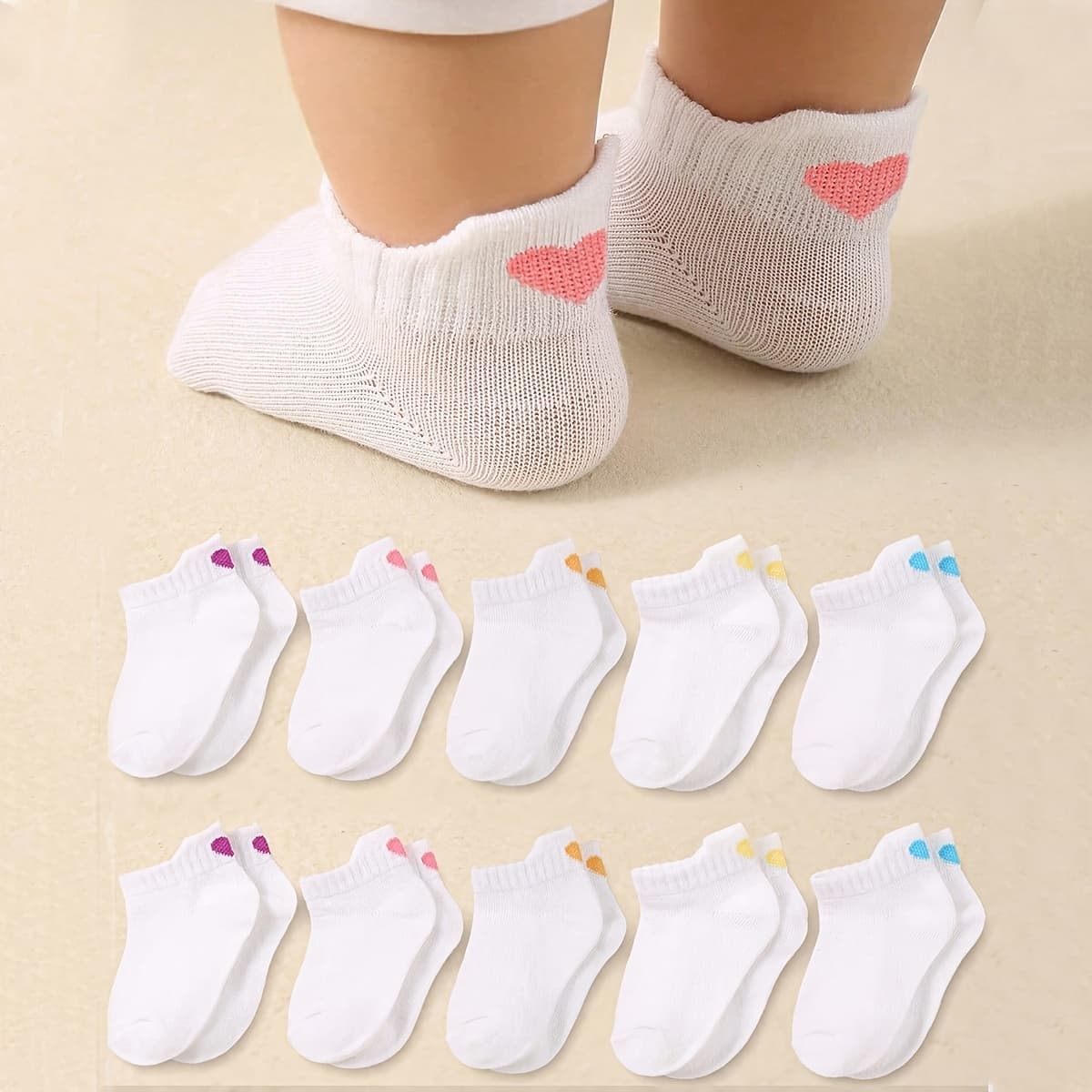 TEMU 5-pair Children' Color Ankle Socks