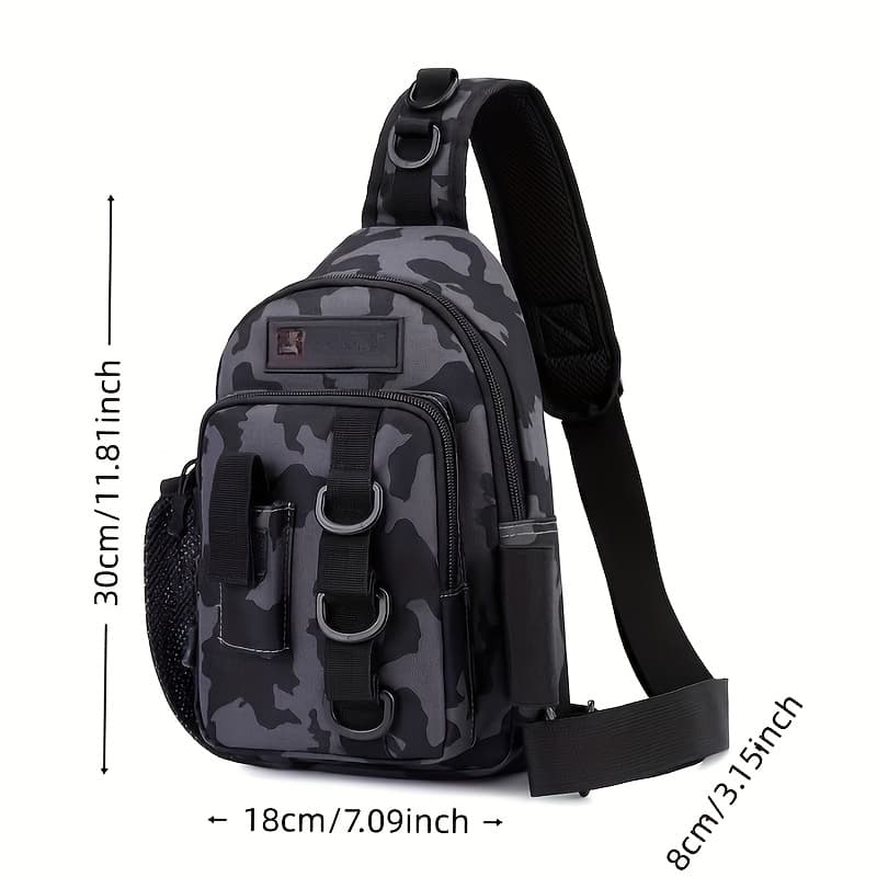 TEMU Convertible Fishing Sling Bag, Large Capacity Tackle Backpack And Waist Pack | 600d Nylon With Padded Strap, Multiple Compartments For Gear | Camo Design For And Camping