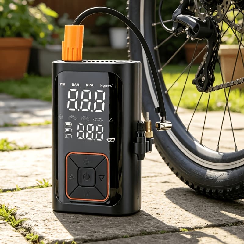 TEMU 150psi Cordless Tire Inflator Air Pump 5000mah, Portable Car Tire Pump With Led Light, 4 Nozzles For Car Motorcycle