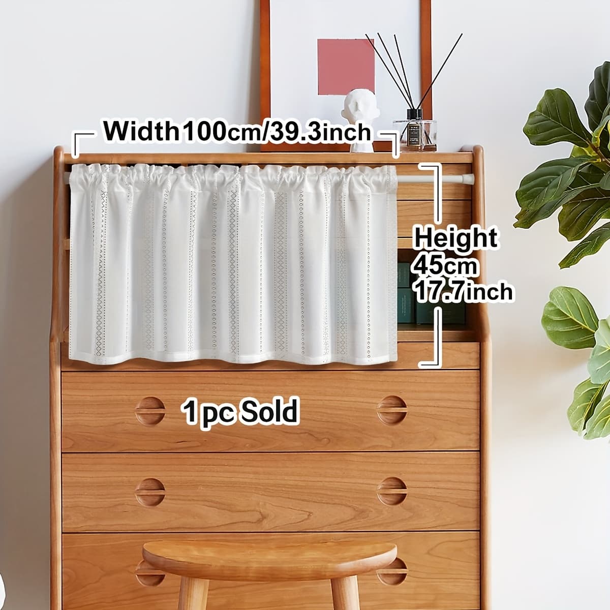 TEMU 1pc Easy Coffee Curtain, White Hollow Out Material Window Scarf, Rod Pocket Flat Panel, Small Curtains Suitable For Kitchen, Dining Room, Living Room Windows, Door Decoration And Blocking