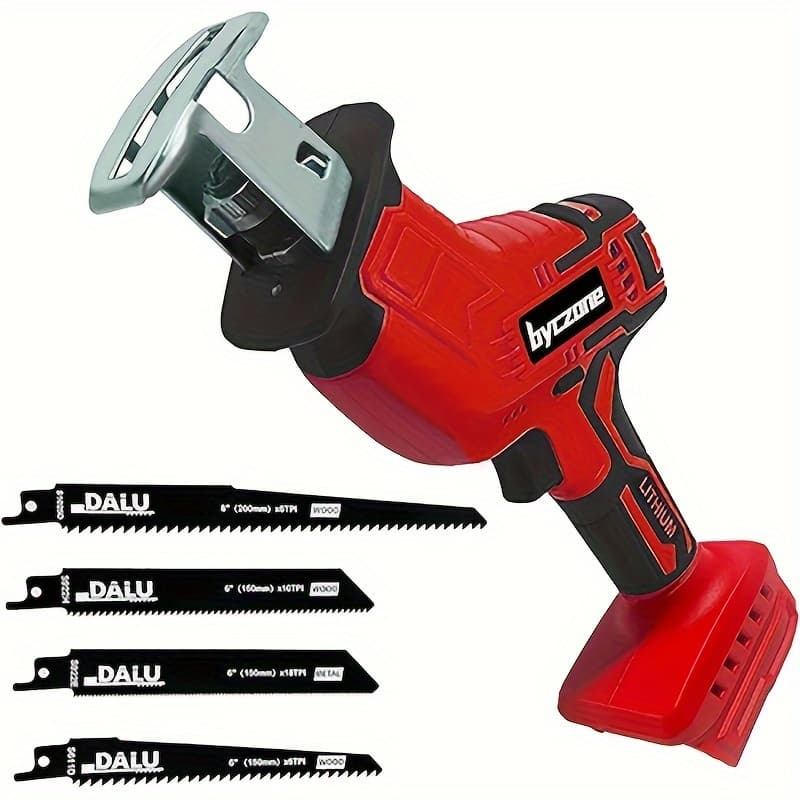 TEMU Reciprocating Saw Compatible With 18v Battery, Cordless Reciprocating Saw, 0 -3500 Spm Speed Change, No Tool Blade Replacement, 4 Saw Blade Assemblies For Wood/metal/pvc Cutting, Tool