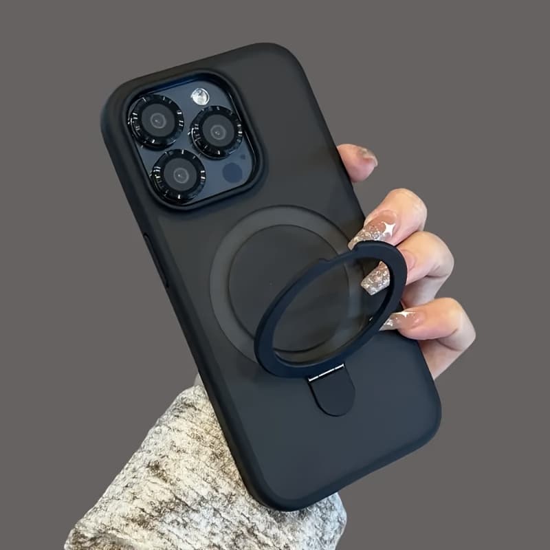 TEMU Luxury Magnetic Wireless Charging Compatible Stand Phone Case For Iphone 17 16 15 14 13 12 11 16 17 Pro Max Plus For Iphone Air Transparent Matte Cover