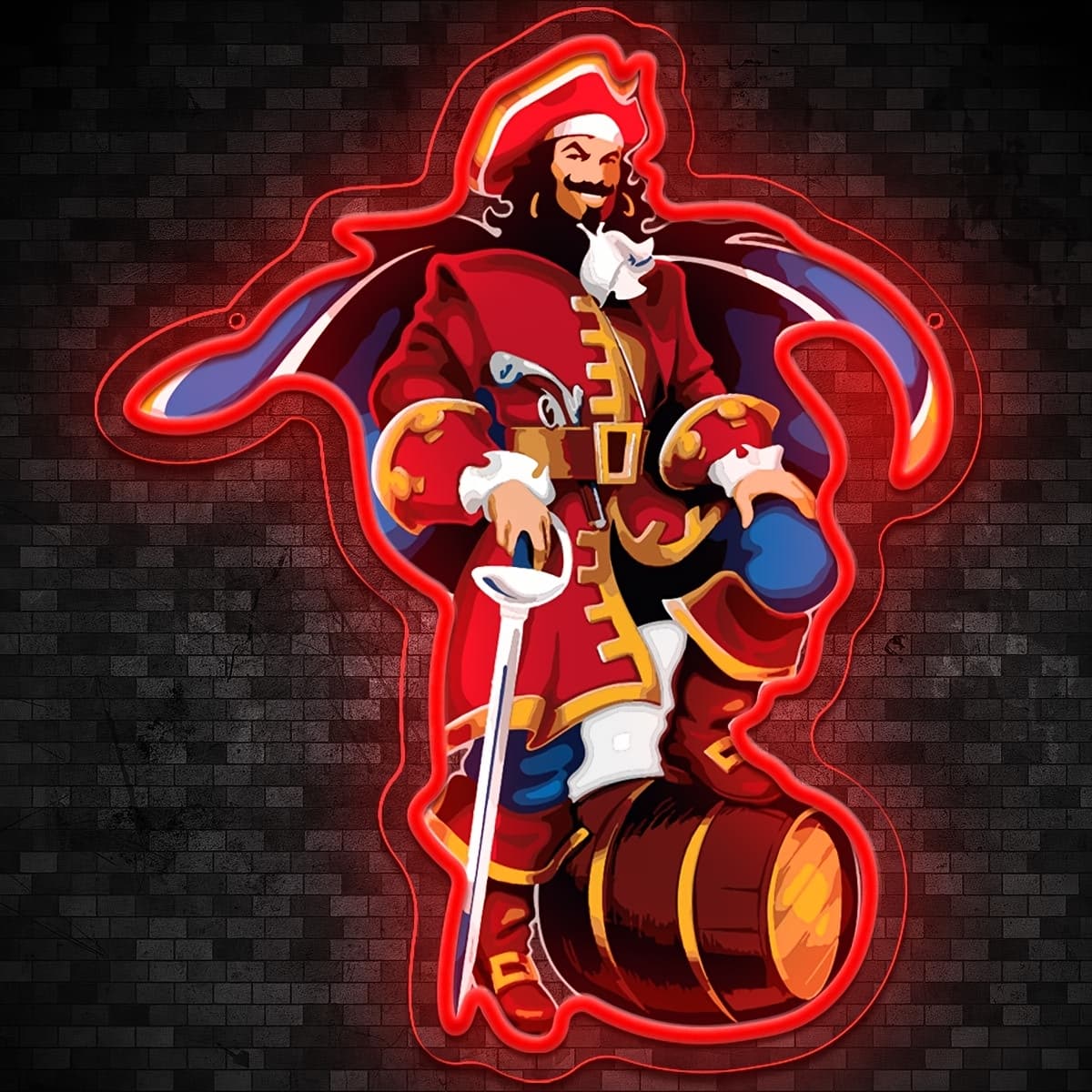 TEMU 1pc Captain For Morgan Rum Neon Sign, Usb Powered Plastic Wall Hanging Decor With Push Button Control, Multipurpose For Home Bar, For Man Cave, Restaurant - No Battery Required