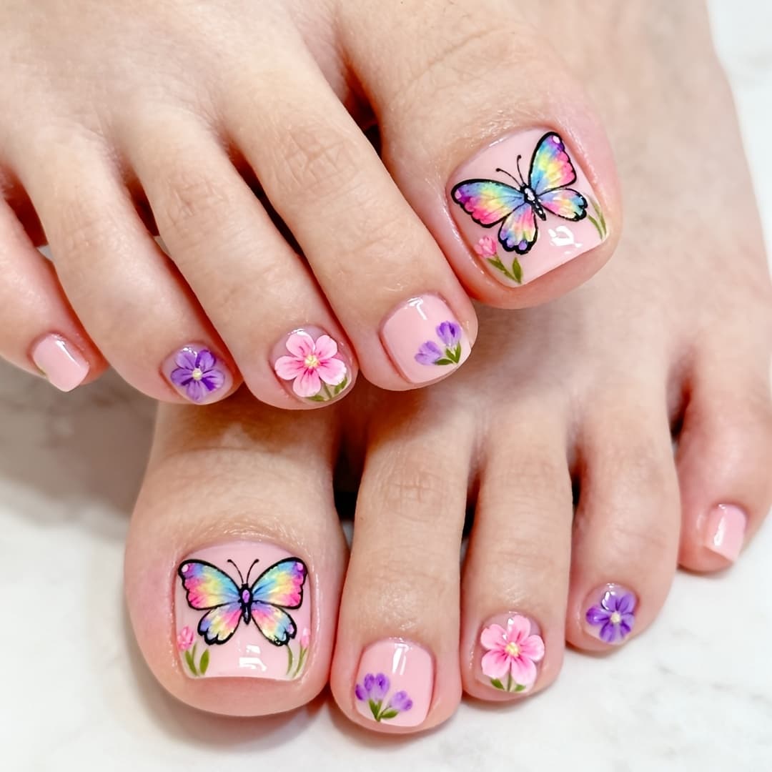 TEMU Cute Summer Colorful Toe Nail Press-on Nails