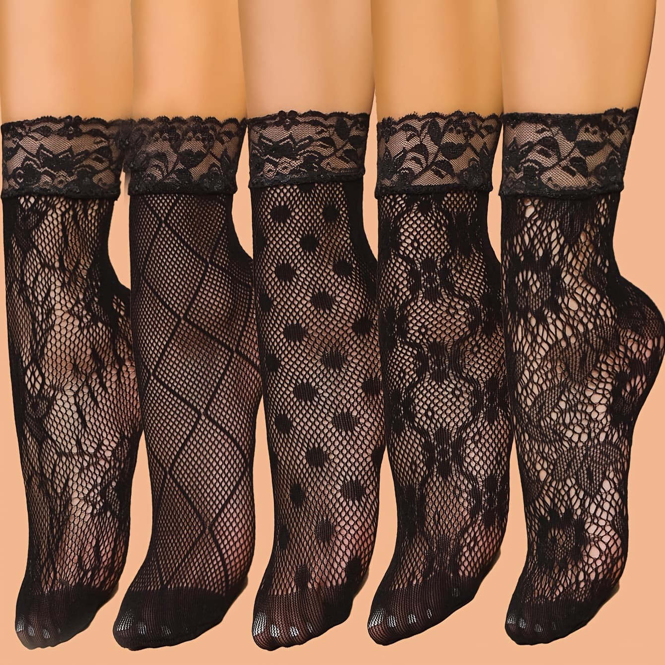 TEMU 5 Pairs Women's Lace Socks