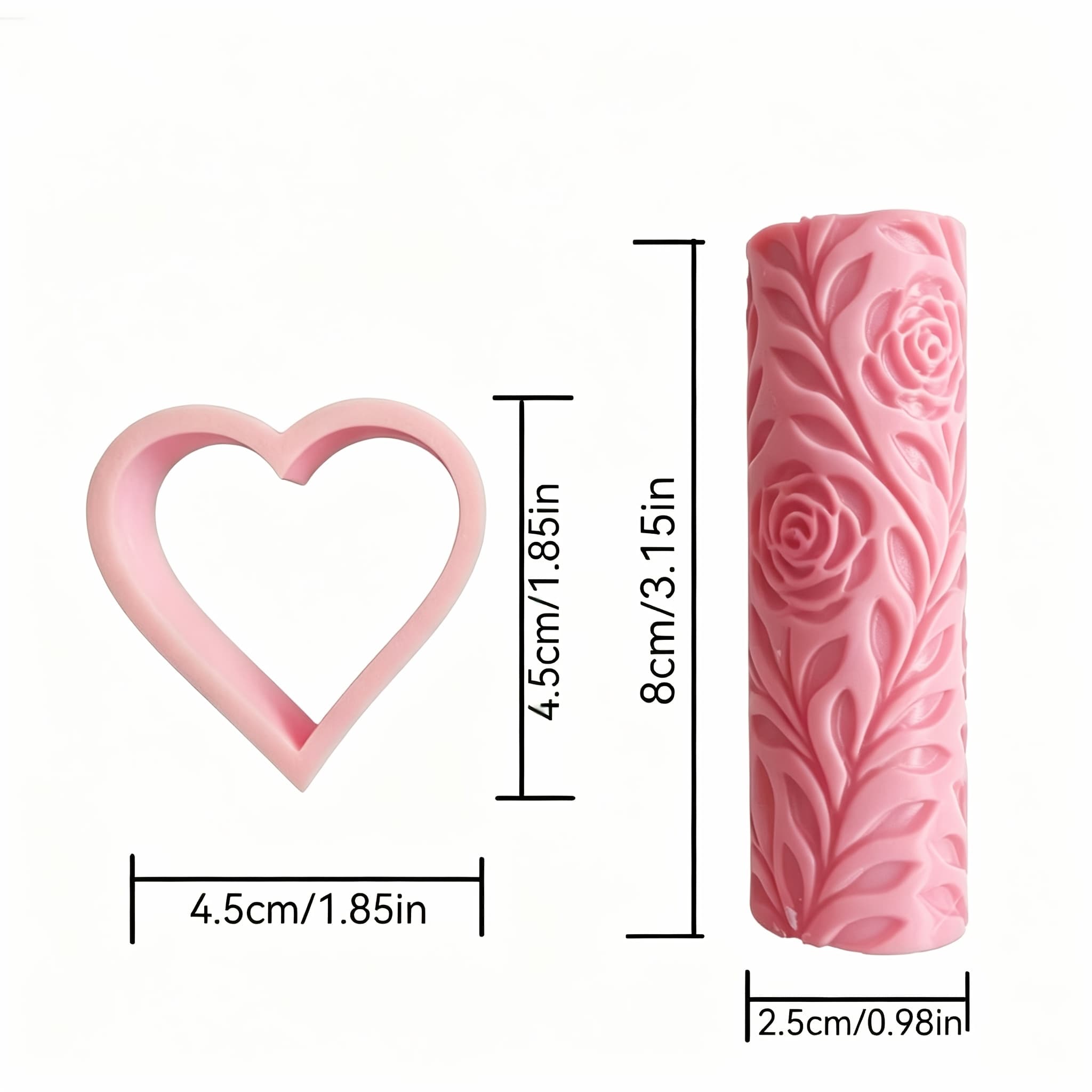 TEMU Rose Pattern Textured Roller And Heart Mold Set, High-precision Durable Polymer Clay Tools, Suitable For Polymer Clay Earrings, Jewelry, Crafts, And Art Design